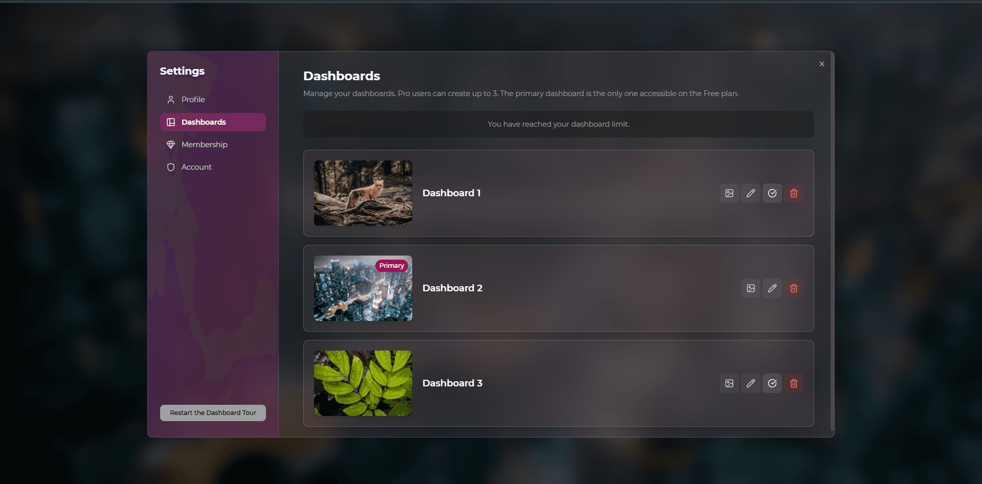 screenshot of a complete dashboard